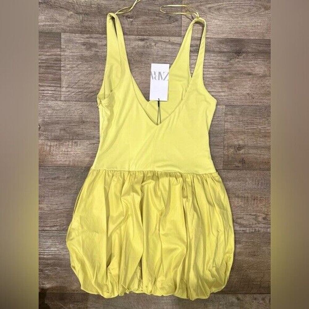 ZARA Butter Yellow Bubble Hem Mini Dress NWT Viral Blogger Favorite - Picture 16 of 16